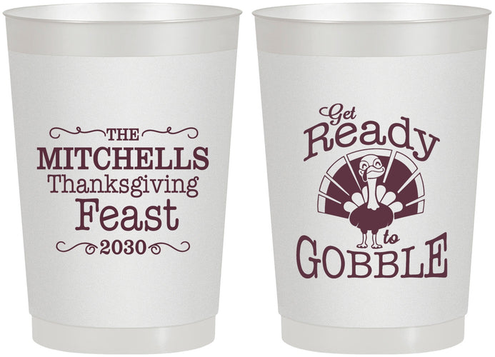 Personalized Thanksgiving 22 oz Frosted Cups - Turkey Gobble | 260049