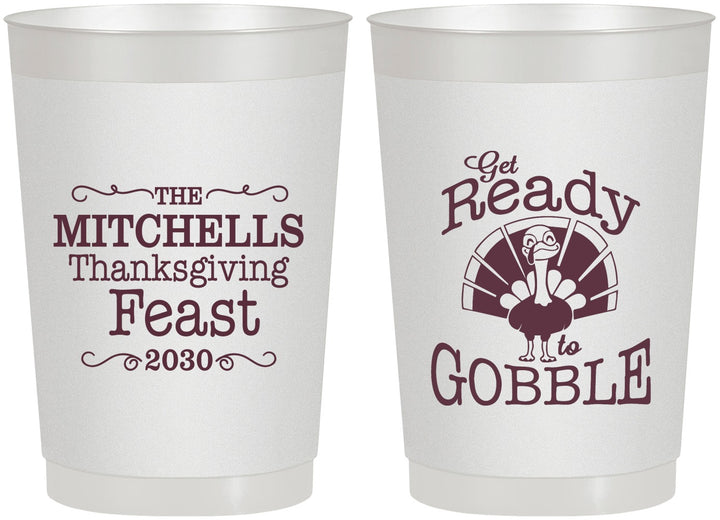 Personalized Thanksgiving 22 oz Frosted Cups - Turkey Gobble | 260049