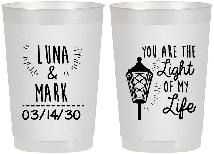 Personalized Wedding 22 oz Frosted Cups - You Are The Light Of My Life | 261