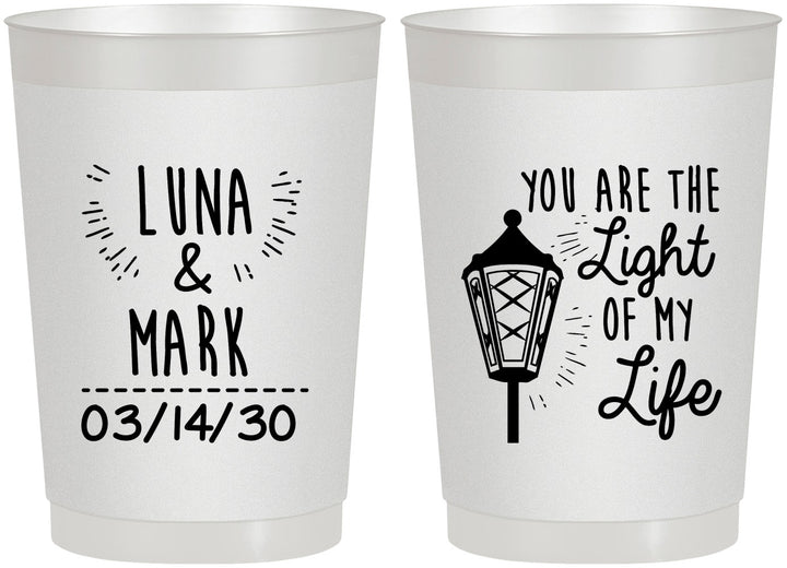 Personalized Wedding 22 oz Frosted Cups - You Are The Light Of My Life | 261