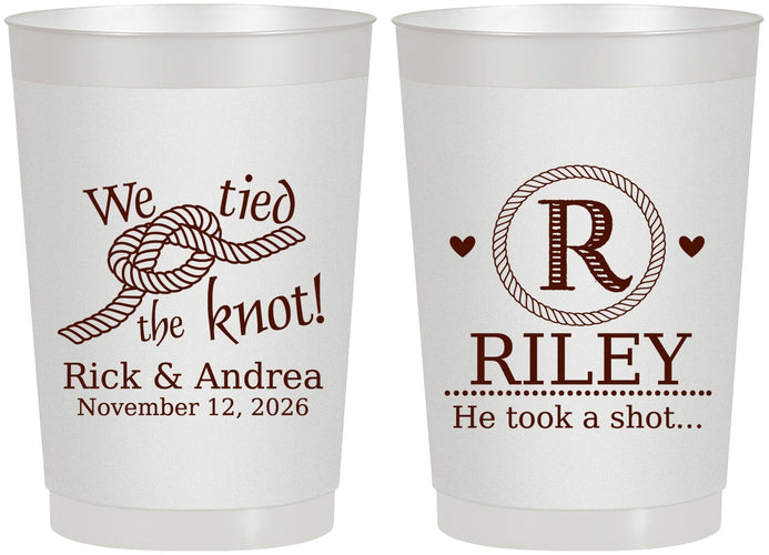 Personalized Wedding 22 oz Frosted Cups - We Tied The Knot | 263