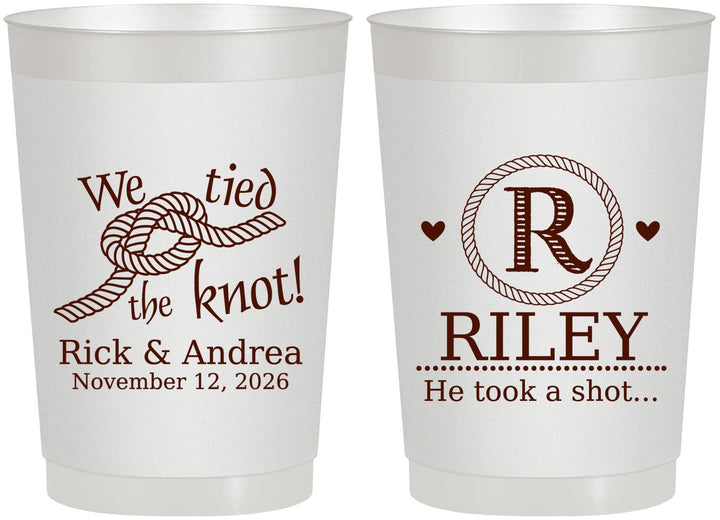 Personalized Wedding 22 oz Frosted Cups - We Tied The Knot | 263