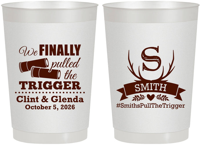 Personalized Wedding 22 oz Frosted Cups - Finally Pull The Trigger | 264