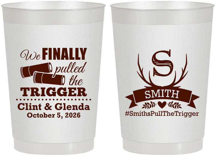 Personalized Wedding 22 oz Frosted Cups - Finally Pull The Trigger | 264