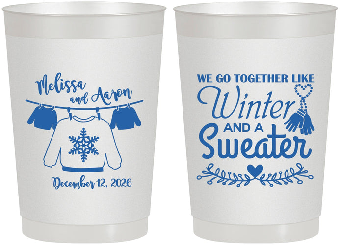 Personalized Wedding 22 oz Frosted Cups - Christmas Sweater | 265