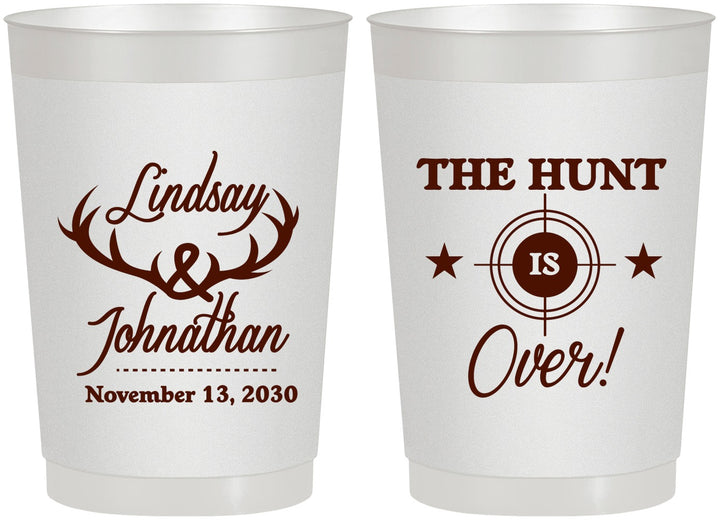 Personalized Wedding 22 oz Frosted Cups - The Hunt Is Over | 266