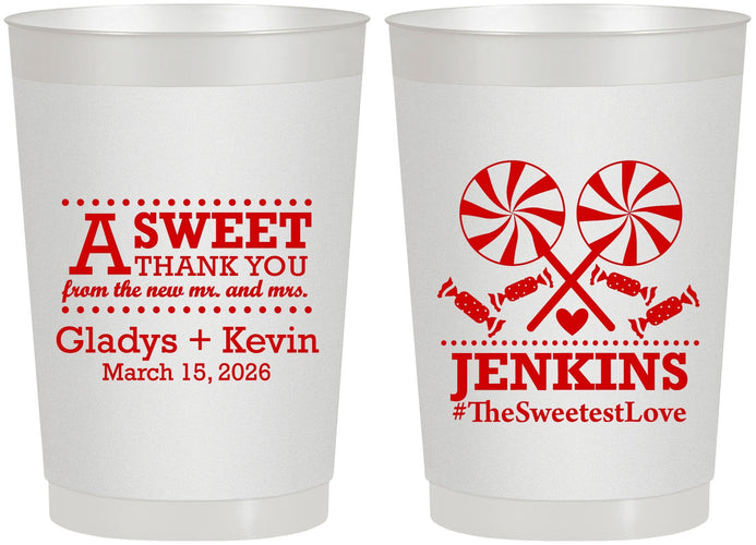 Personalized Wedding 22 oz Frosted Cups - Sweet Thank You | 269