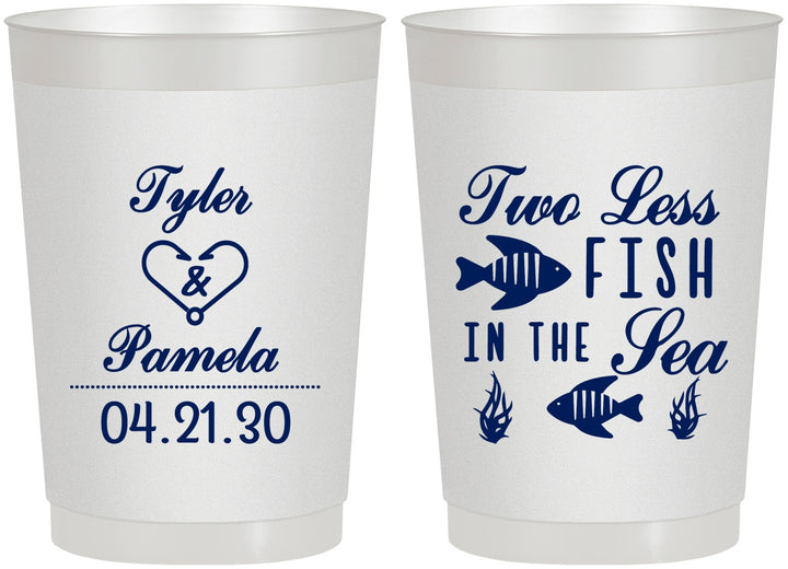 Personalized Wedding 22 oz Frosted Cups - Two Less Fish In The Sea | 270