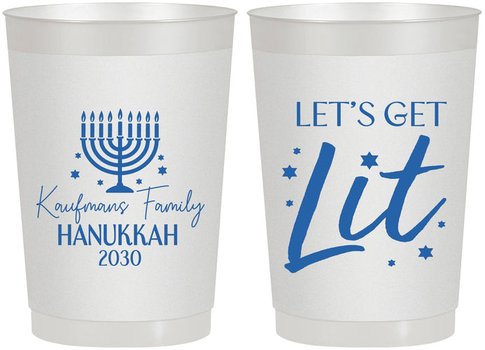 Personalized Hanukkah 22 oz Frosted Cups - Lets Get Lit | 270020