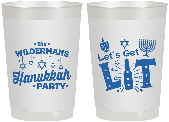 Personalized Hanukkah 22 oz Frosted Cups - Lets Get Lit | 270022