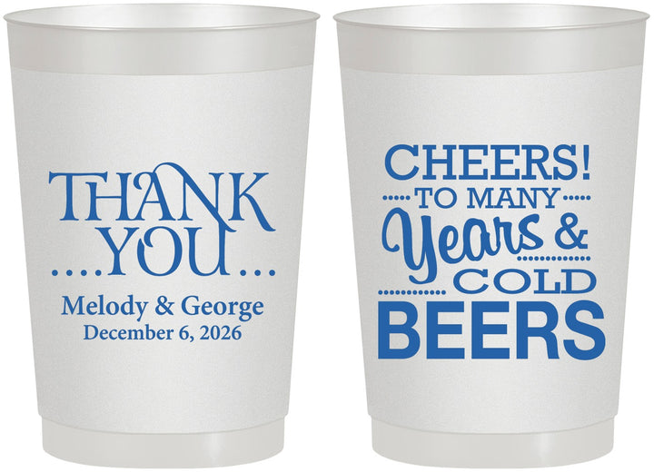 Personalized Wedding 22 oz Frosted Cups - Cheers Years Cold Beers | 271