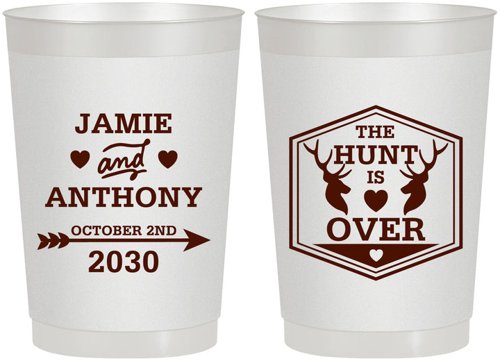 Personalized Wedding 22 oz Frosted Cups - The Hunt Is Over | 272