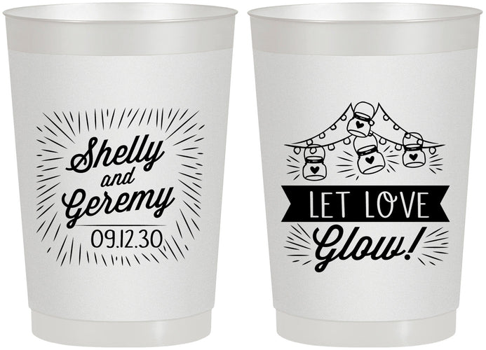 Personalized Wedding 22 oz Frosted Cups - Let Love Glow | 273