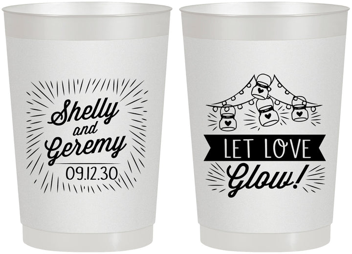 Personalized Wedding 22 oz Frosted Cups - Let Love Glow | 273