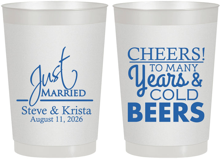 Personalized Wedding 22 oz Frosted Cups - Cheers Years Cold Beers | 274