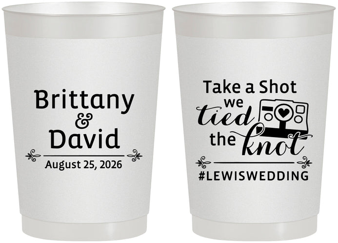 Personalized Wedding 22 oz Frosted Cups - Take A Shot We Tied The Knot | 277