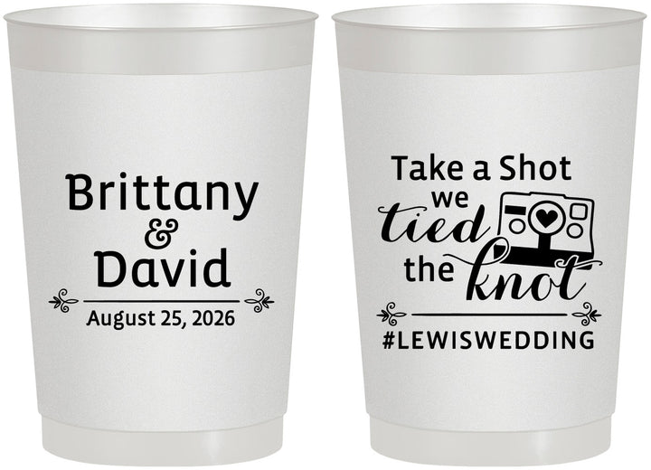 Personalized Wedding 22 oz Frosted Cups - Take A Shot We Tied The Knot | 277