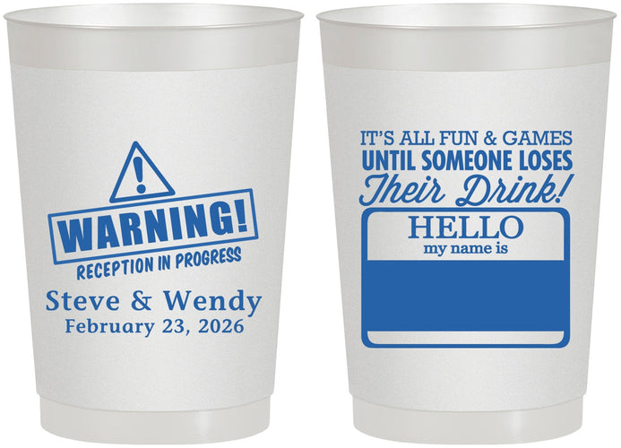 Personalized Wedding 22 oz Frosted Cups - Hello My Name Is | 280