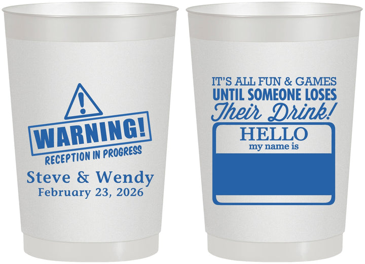 Personalized Wedding 22 oz Frosted Cups - Hello My Name Is | 280