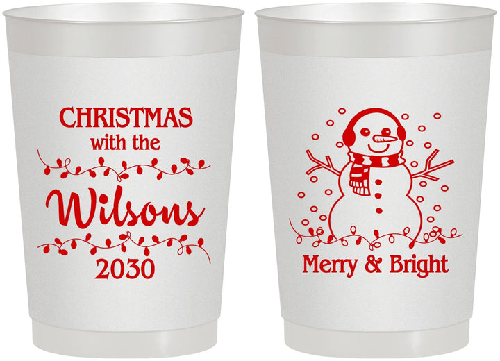 Personalized Christmas 22 oz Frosted Cups - Snowman | 280002