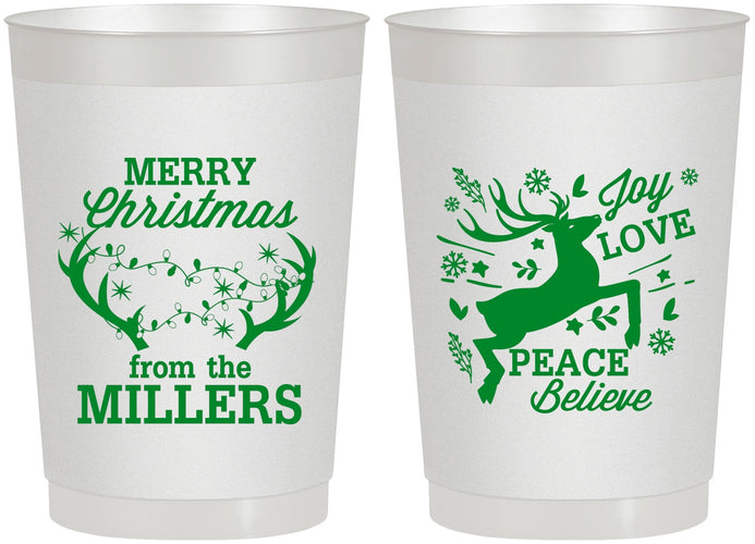 Personalized Christmas 22 oz Frosted Cups - Reindeer | 280003