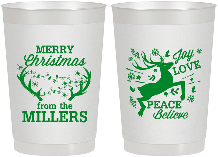 Personalized Christmas 22 oz Frosted Cups - Reindeer | 280003