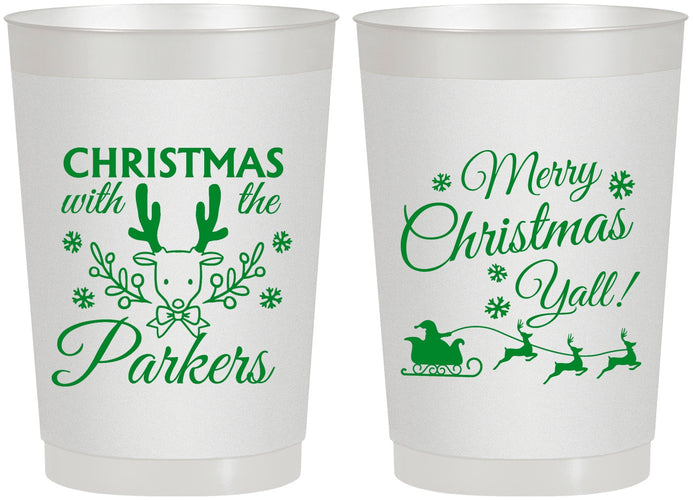 Personalized Christmas 22 oz Frosted Cups - Reindeer | 280005