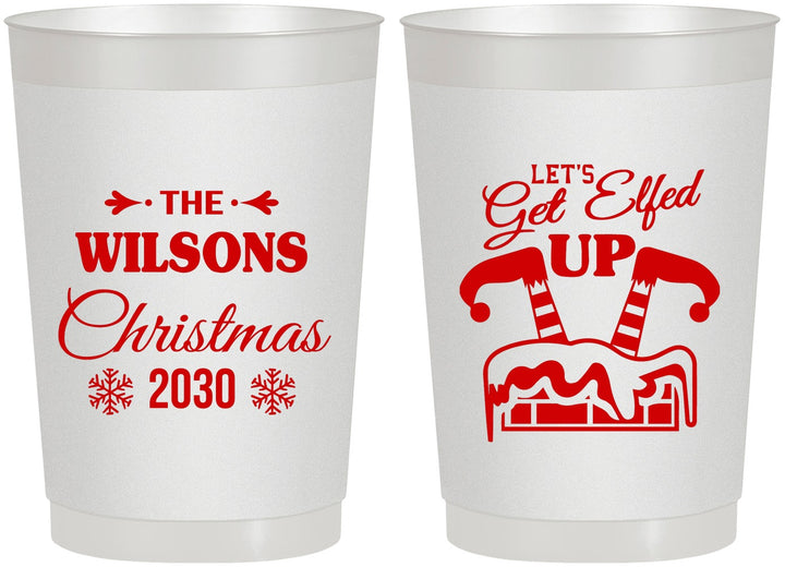 Personalized Christmas 22 oz Frosted Cups - Lets Get Elfed Up | 280006