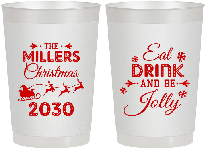 Personalized Christmas 22 oz Frosted Cups - Eat Drink And Be Jolly | 280010
