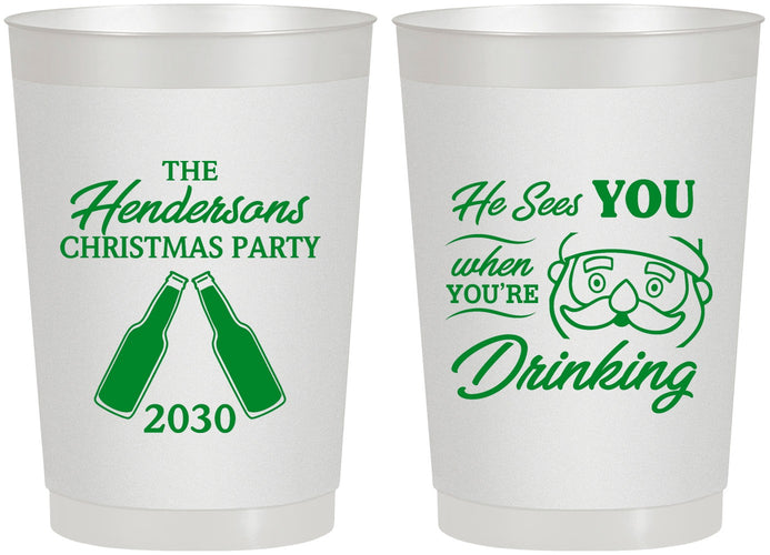 Personalized Christmas 22 oz Frosted Cups - Santa | 280015