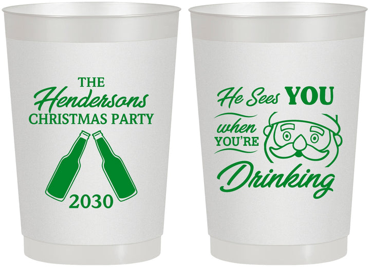 Personalized Christmas 22 oz Frosted Cups - Santa | 280015