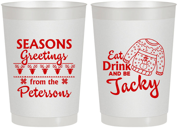 Personalized Christmas 22 oz Frosted Cups - Eat Drink Be Jacky | 280016