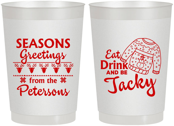 Personalized Christmas 22 oz Frosted Cups - Eat Drink Be Jacky | 280016