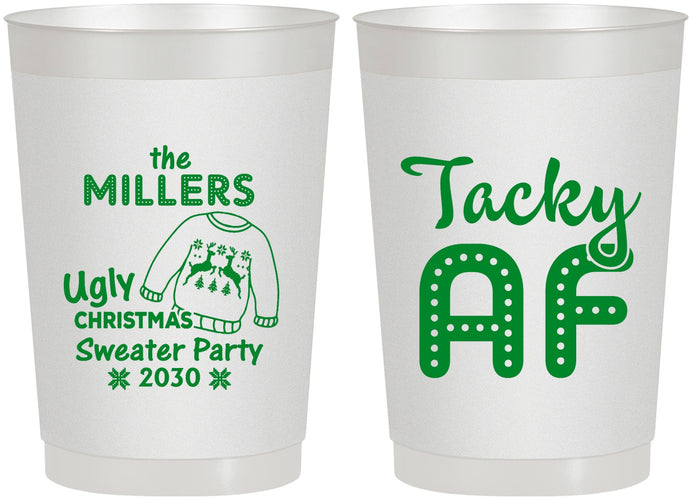 Personalized Christmas 22 oz Frosted Cups - Tacky Af | 280017