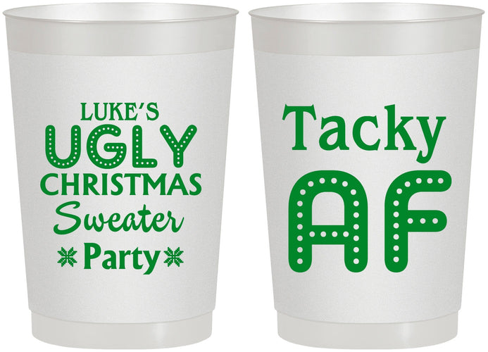Personalized Christmas 22 oz Frosted Cups - Tacky Af | 280021