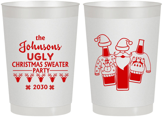Personalized Christmas 22 oz Frosted Cups - Ugly Sweater | 280022