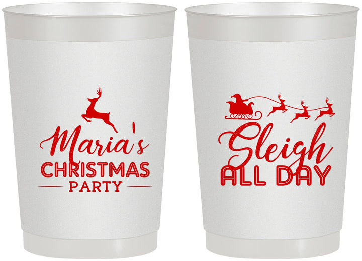 Personalized Christmas 22 oz Frosted Cups - Sleigh All Day | 280030