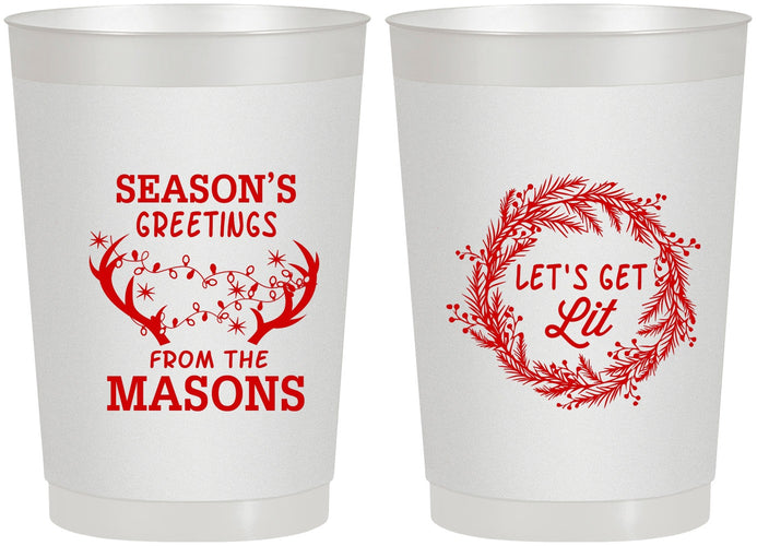 Personalized Christmas 22 oz Frosted Cups - Lets Get Lit | 280032