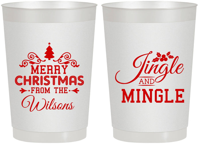 Personalized Christmas 22 oz Frosted Cups - Jingle And Mingle | 280034