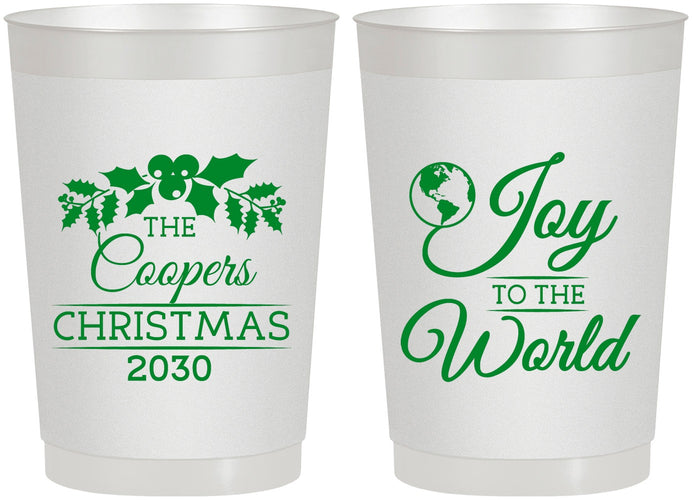 Personalized Christmas 22 oz Frosted Cups - Joy To The World | 280035