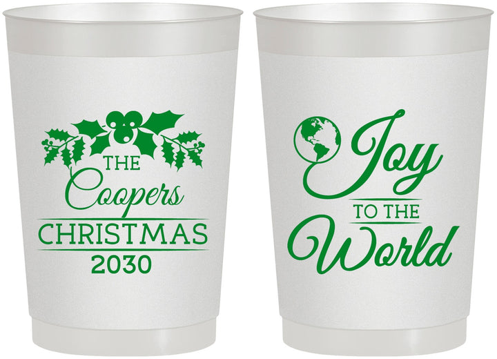 Personalized Christmas 22 oz Frosted Cups - Joy To The World | 280035