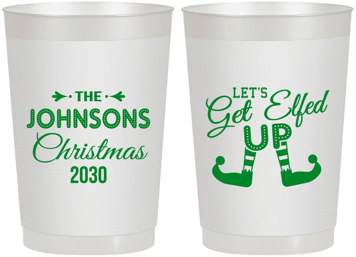 Personalized Christmas 22 oz Frosted Cups - Lets Get Elfed Up | 280037