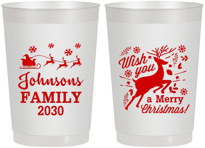 Personalized Christmas 22 oz Frosted Cups - Reindeer | 280044