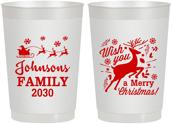 Personalized Christmas 22 oz Frosted Cups - Reindeer | 280044