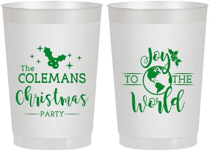 Personalized Christmas 22 oz Frosted Cups - Joy To The World | 280045