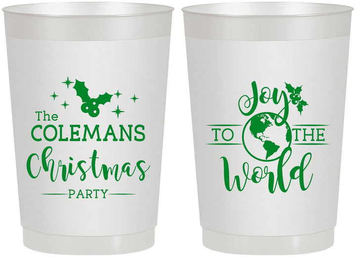 Personalized Christmas 22 oz Frosted Cups - Joy To The World | 280045
