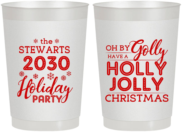 Personalized Christmas 22 oz Frosted Cups - Holly Jolly | 280046