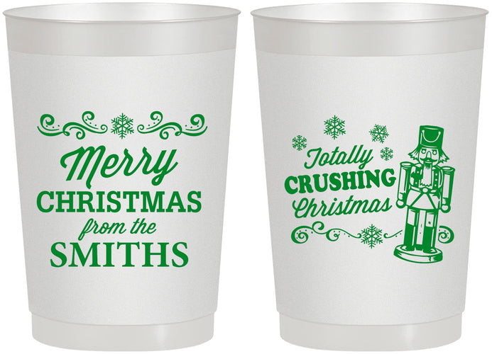 Personalized Christmas 22 oz Frosted Cups - Snowflakes | 280053