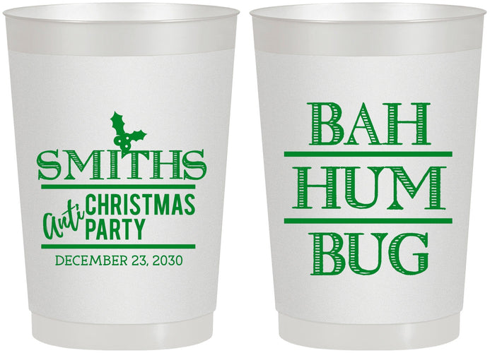 Personalized Christmas 22 oz Frosted Cups - Bah Hum Bug | 280057