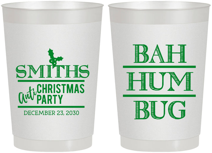 Personalized Christmas 22 oz Frosted Cups - Bah Hum Bug | 280057